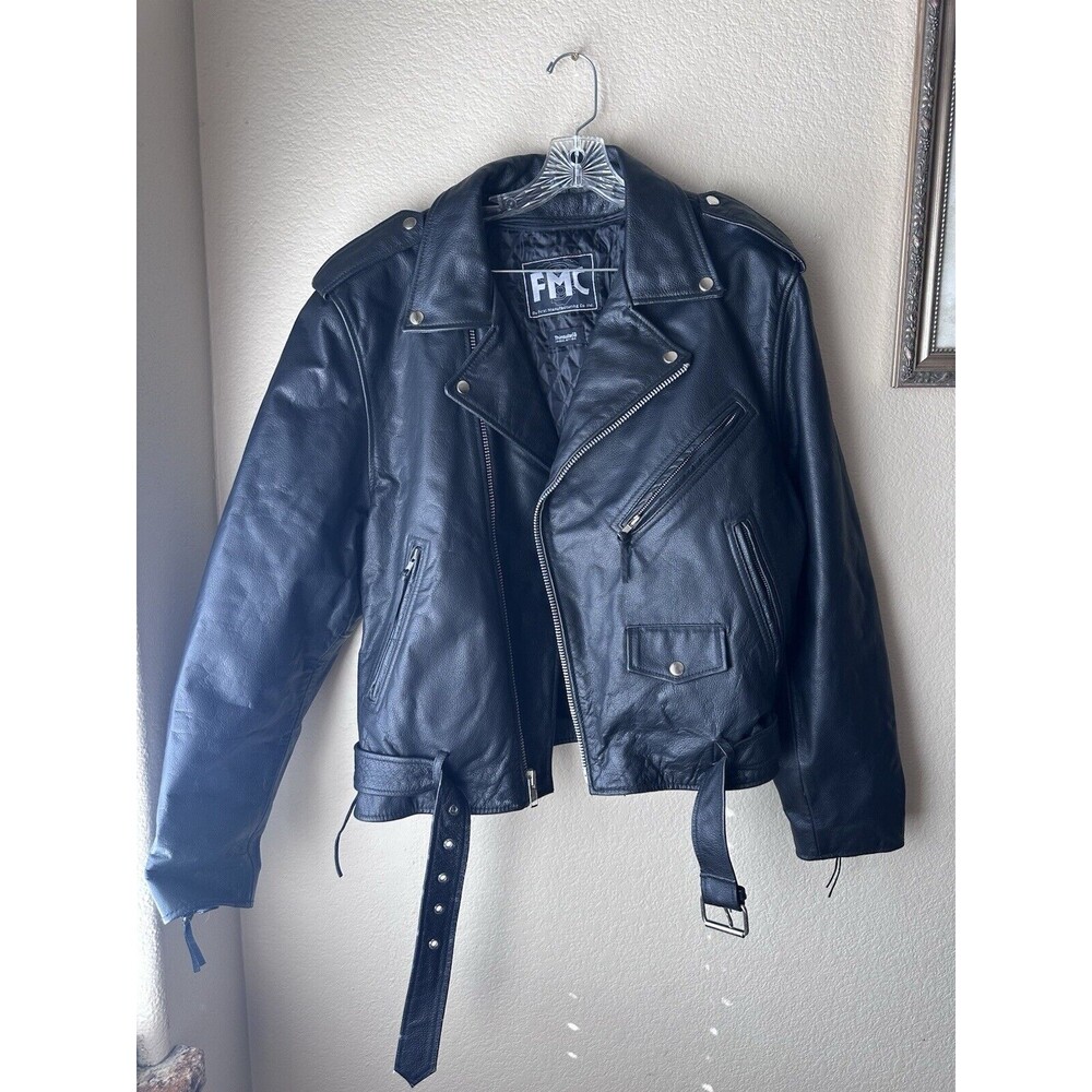 Vintage FMC Punk Rock Ramones Style Biker Moto Leather Jacket Men’s Size 50